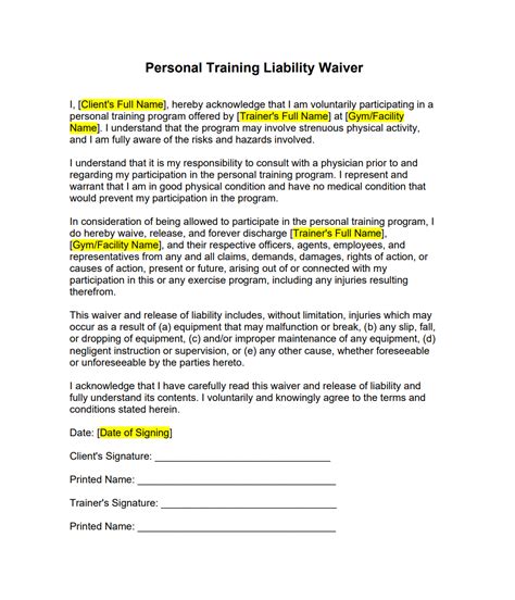 personal training liability waiver pdf.